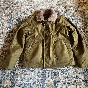Iron Heart Alpaca-Lined N-1 Deck Jacket (Olive)